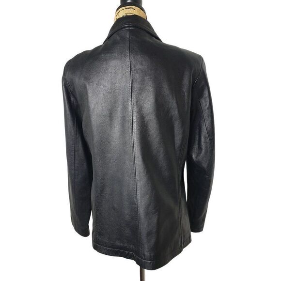 Whet Blu Black Leather Jacket Lg Genuine A-Line Soft Leather Sporty Jacket Lg - Picture 2 of 6